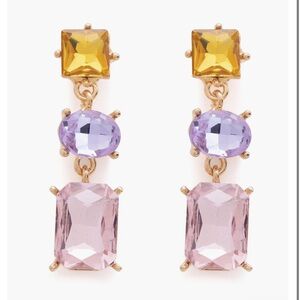 PETIT MOMENTS NWT Allie Gold Tone Yellow Lavender Light Pink Drop Earring